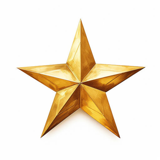 Golden star clipart in the style of Oil painting, on white background