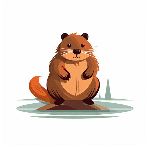 Minimalist-style beaver clipart, on a white background