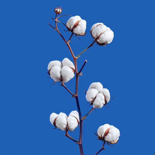 Realistic cotton clipart shining on flat royal blue background