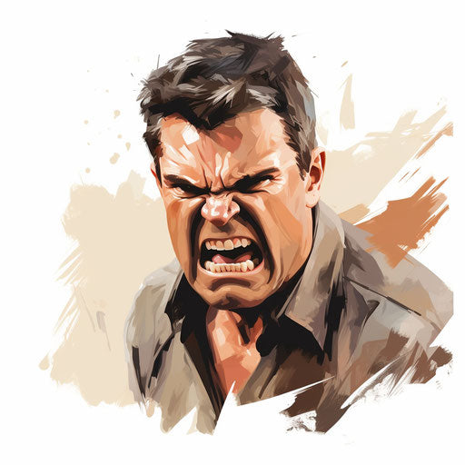 Angry clipart in the style of Oil painting, on a white background