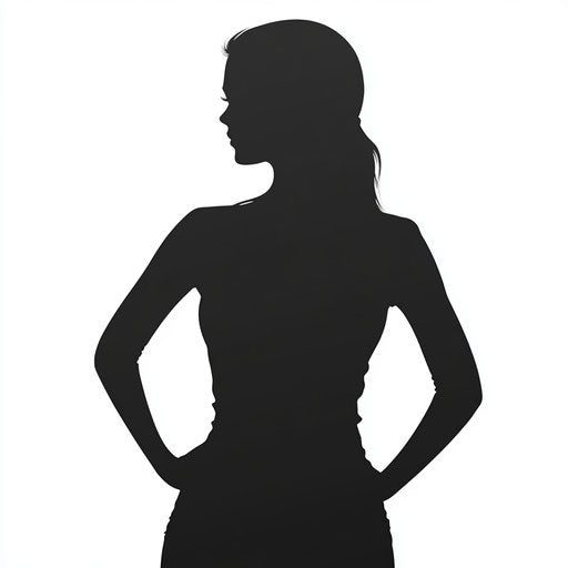 3D female silhouette on white background, realistic style