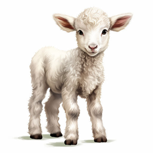 Illustration of lamb in the style of Chiaroscuro Art on white background