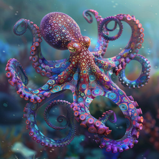 Octopus changing colors in underwater setting