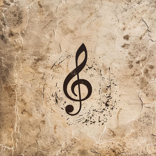 Handcrafted music logo with earthy tones and natural texture background