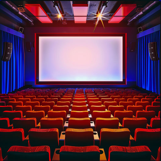 Realistic movie theater clipart with flat white background