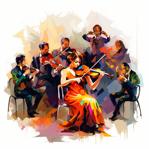 Concert illustration in the style of oil painting, on white background