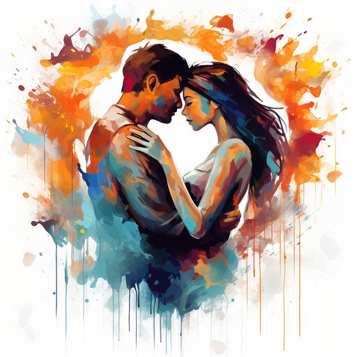 Love clipart in the style of Oil painting, on a white background