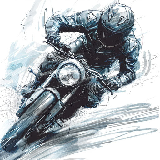 Dynamic racing-inspired motorcycle sketch tattoo design