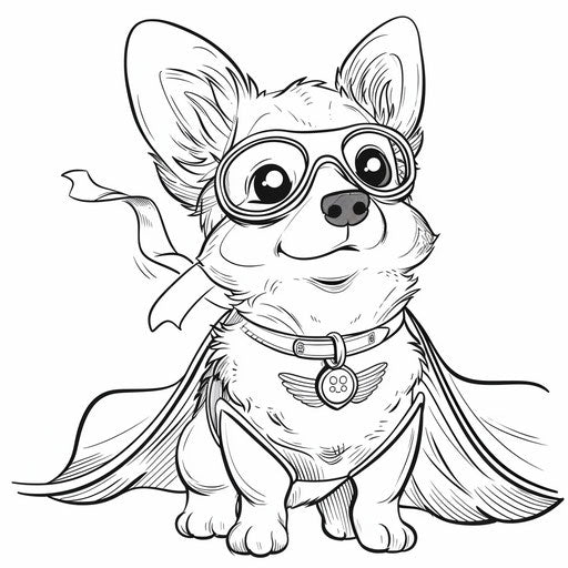Whimsical superhero corgi