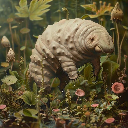 Tardigrade in a lush microscopic grassland