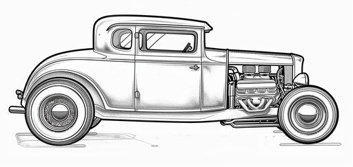 Classic hot rod car coloring in loose paint style