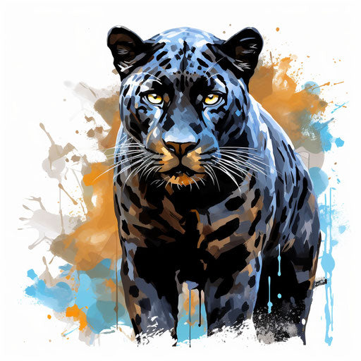 Panther clipart in the style of Impressionistic Art, on a white background