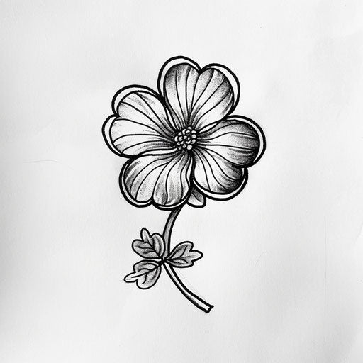 Bold clipart style 4 leaf clover tattoo sketch