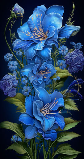 Blue flower with words july parker, landscapist style, lisa parker 25:47