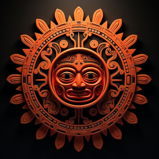 Sun with tribal symbols - Maori/Moche art style