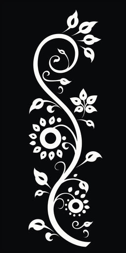 Black and white floral tattoo of a spiral vine