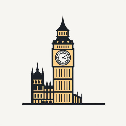 Minimalist-style Big Ben clipart on a white background