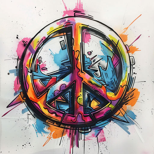 Bold peace tattoo sketch in a street art style