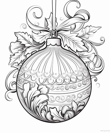 Christmas ornaments coloring for adults, in captivating style, pattern and decoration movement, expansive 5:6