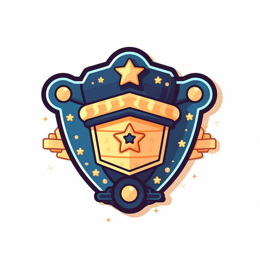 Minimalist police badge on white background