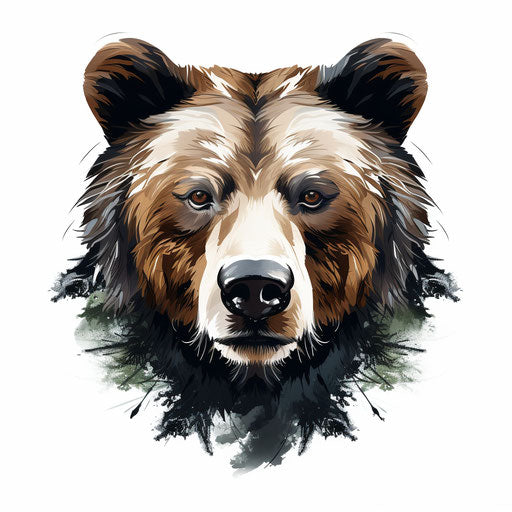 Bear face clipart in the style of Chiaroscuro Art