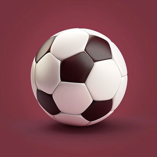 Realistic soccer ball on rich burgundy background