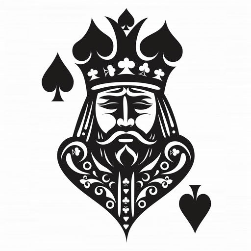 Minimalist king of hearts in black and white