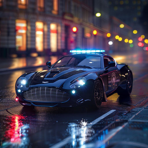 High-speed chase of Aston Martin DB7 Zagato police cruiser version