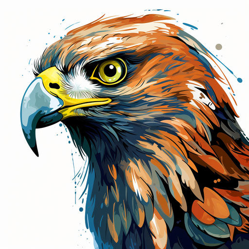 Hawk Illustration in the Chiaroscuro Art Style, on White Background