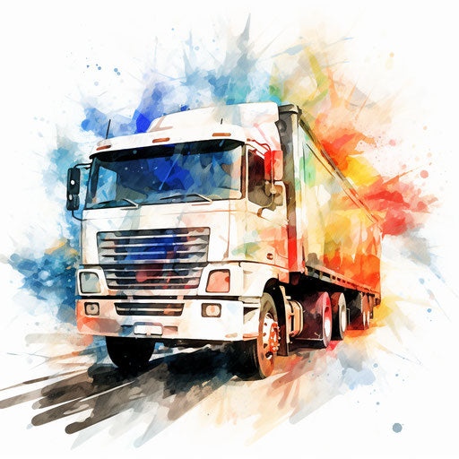 Truck clipart in the style of Impressionistic Art, on a white background