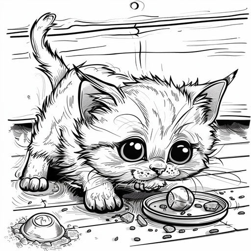 Cartoon kitten in a playful scene Butch Hartman style