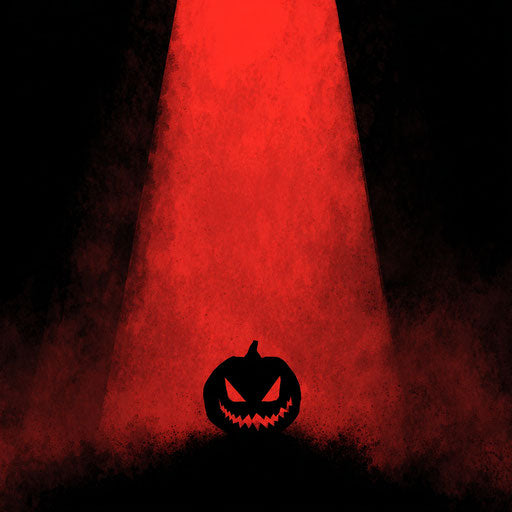 Red Panel with Glowing Pumpkin Silhouette