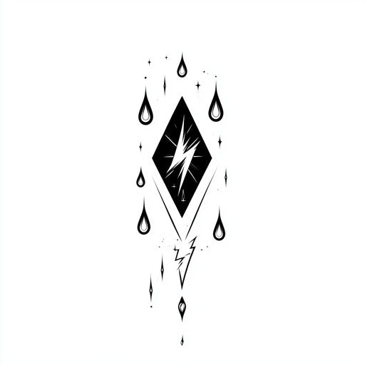 Small tattoo designs for men with lightning bolt and raindrops