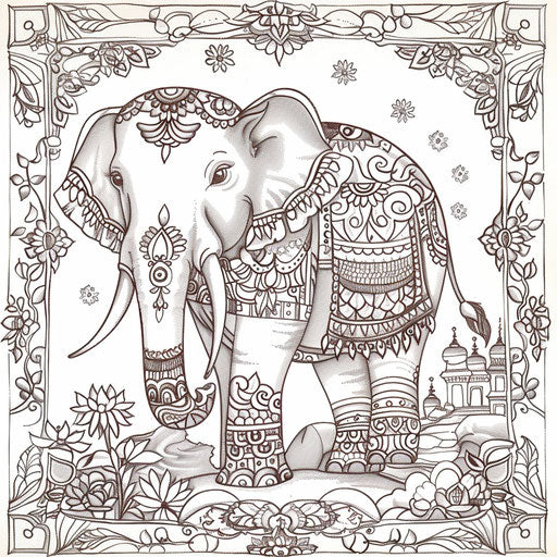 Elephant adorned for Diwali with intricate patterns
