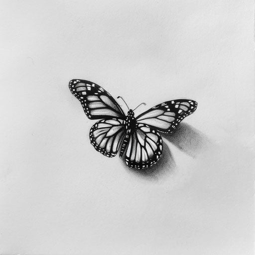 Monarch butterfly sketch for tattoo, detailed and lifelike