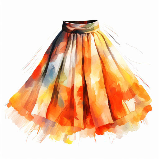 Skirt clipart in the style of Impressionistic Art, on a white background