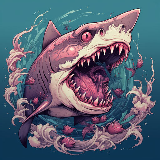 Shark eating pink meat