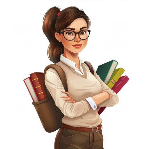 Photo realistic teacher clipart on a flat and white background