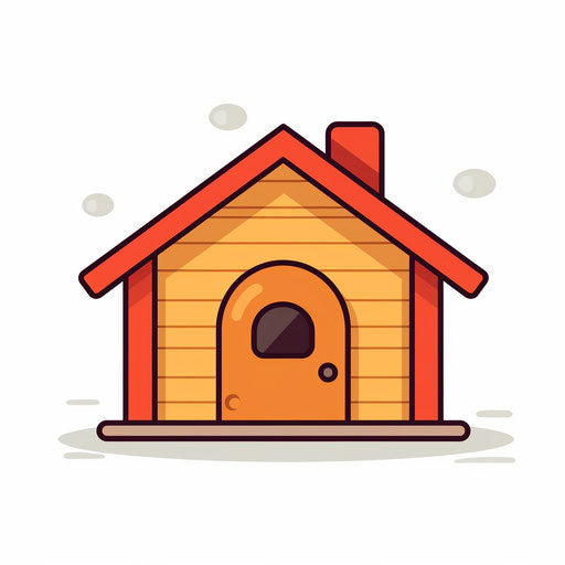 Minimalist dog house clipart, on white background