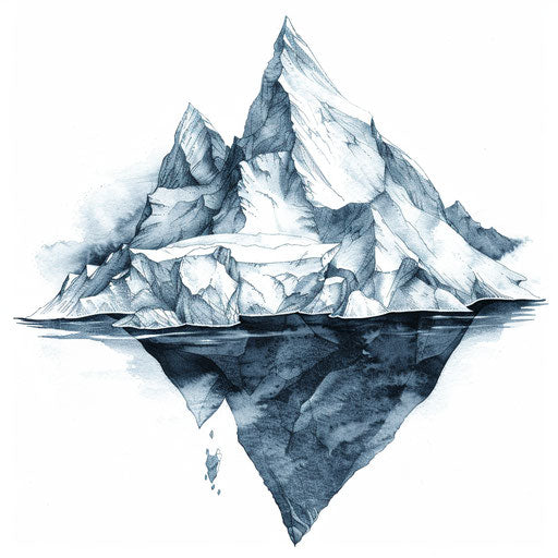 Ocean tattoo of an iceberg, visible part above the water