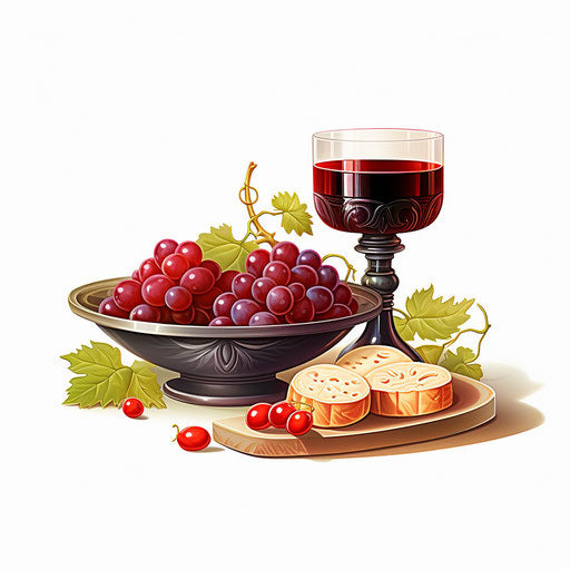 Communion clipart in the style of Chiaroscuro Art, on white background