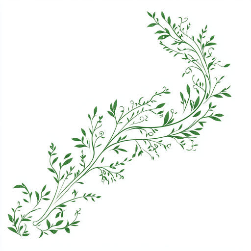 Toe tattoo sketch with green leaf patterns