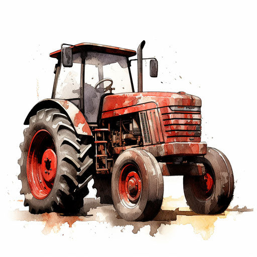 Tractor illustration in the style of chiaroscuro art on white background