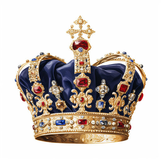 Crown clipart png in the style of Oil painting, on a white background