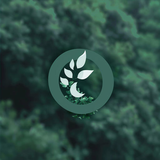 Nature-inspired photo logo with a green background, organic shapes