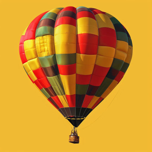 Realistic hot air balloon clipart on colorful background