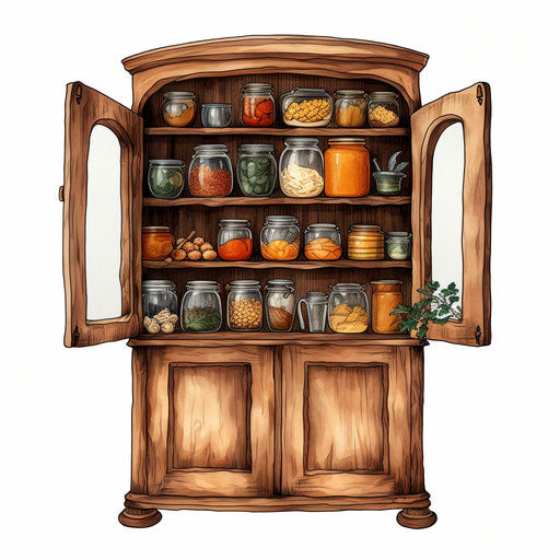 Cupboard clipart in the style of Oil painting, on a white background