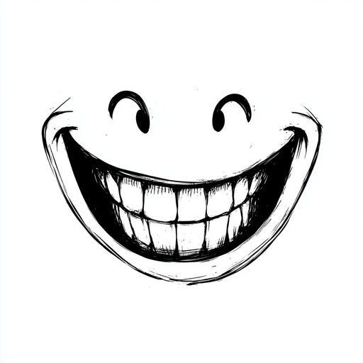 Minimalist black and white smile tattoo sketch