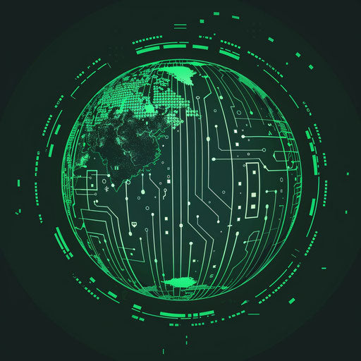 Tech news logo with circuit board pattern forming a globe