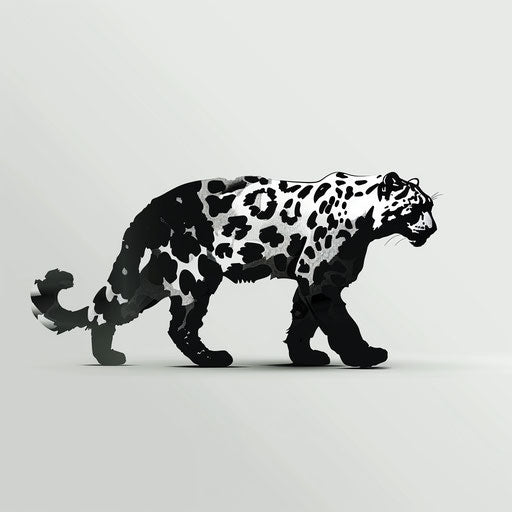 Elegant snow leopard silhouette on stark background
